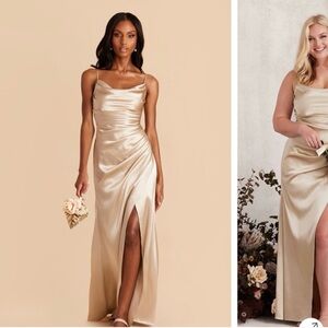 Birdy Grey Lydia Champagne Shiny Satin Maxi Dress